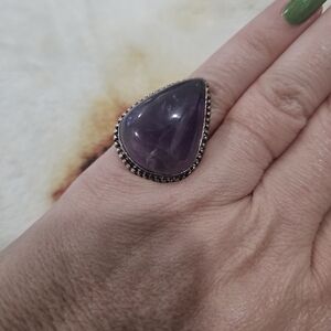 Amethyst Teardrop Sterling Ring Size 5